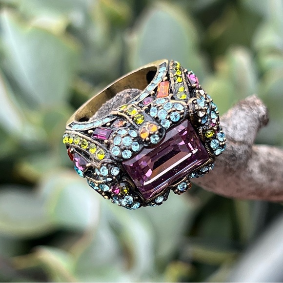 Vintage Heidi Daus Art Deco Statement Cocktail Ring – Size 8 - Picture 4 of 14